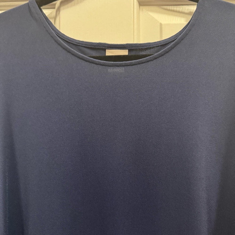 Chico’s Women’s Plus Size Blue Women's Top with Black Lace Trim - Picture 2 of 7